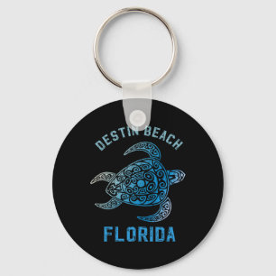 Destin Beach Florida Fl Sunshine State Ocean Turle Keychain