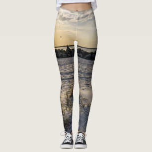 Destin Beach Florida Jetty Sunset Leggings