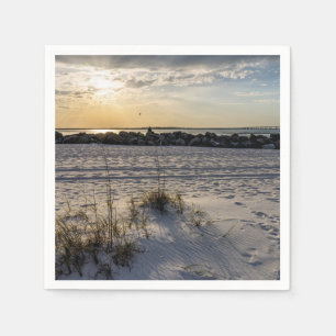 Destin Beach Florida Jetty Sunset Paper Napkin