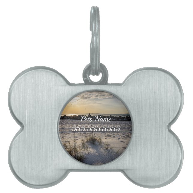 Destin Beach Florida Jetty Sunset Pet Tag (Front)