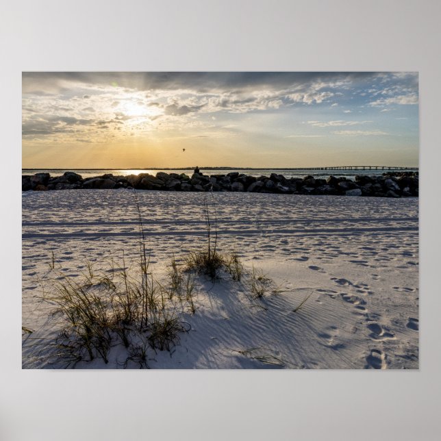 Destin Beach Florida Jetty Sunset Poster (Front)