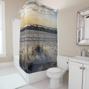 Destin Beach Florida Jetty Sunset Shower Curtain