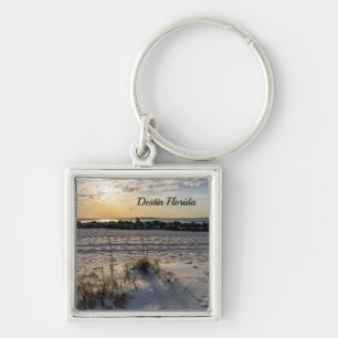 Destin Beach Florida Jetty Sunset Square Keychain