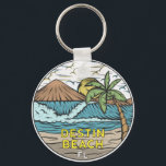 Destin Beach Florida Vintage Keychain<br><div class="desc">Destin Beach hand drawn illustration with mountains and ocean waves in the background. Perfect for anyone who loves to visit Destin Beach.</div>