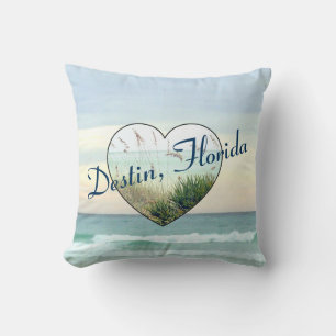 Destin Florida BEACH heart Throw Pillow