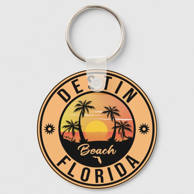 Destin Florida Beach Souvenirs Vintage Travel Keychain (Front)