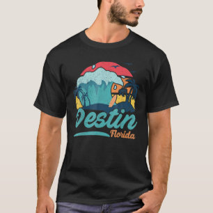 Destin Florida Beach Summer Surfing Sun Set Palm T T-Shirt