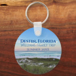 Destin Florida Beach Sunset Custom Vacation Keychain<br><div class="desc">This picturesque beach keychain from Destin Florida features the gorgeous pink and orange sunset gently touching the ocean waves above the sand and sea grass. Lovely seaside keepsake souvenir with personalized trip date and family last name for your favourite vacation spot.</div>