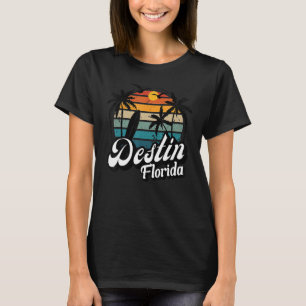 Destin Florida Beach Surfing Palm Tree Surf Retro T-Shirt