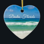 Destin Florida Beautiful Beach Photography Heart Ceramic Ornament<br><div class="desc">A beautiful beach photograph taken in the ideal vacation destination of Destin,  Florida. The gorgeous green waters of Sandestin wash up to the sandy seashore underneath serene blue skies to make the perfect scenic vacation photo.</div>