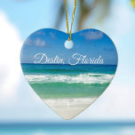 Destin Florida Beautiful Beach Photography Heart Ceramic Ornament<br><div class="desc">A beautiful beach photograph taken in the ideal vacation destination of Destin,  Florida. The gorgeous green waters of Sandestin wash up to the sandy seashore underneath serene blue skies to make the perfect scenic vacation photo.</div>