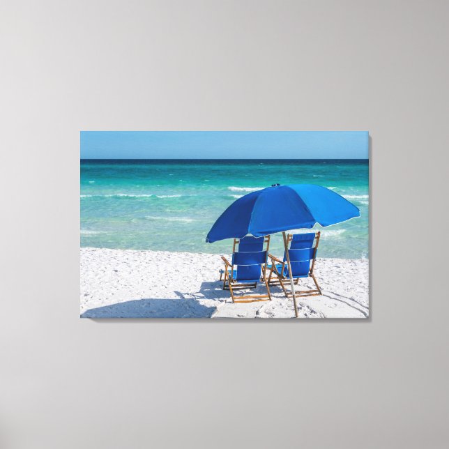 Destin Florida Chairs And Umbrella Canvas Print (Front)