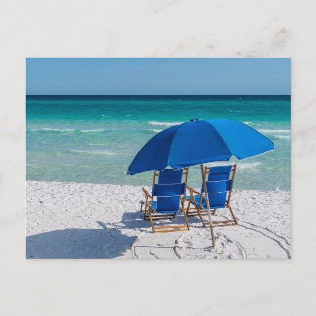 Destin Florida Chairs And Umbrella Postcard (Front)