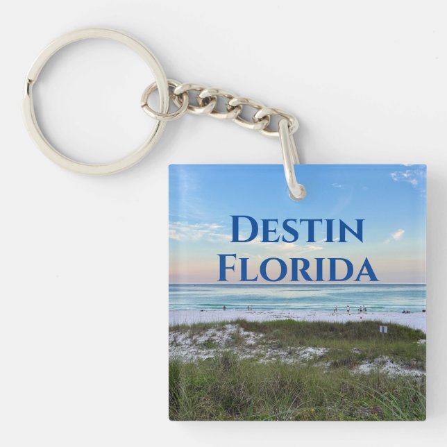 Destin Florida Custom Beach Vacation Souvenir Keychain (Front)