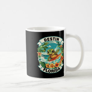 Destin Florida Cute Sea Turtle Surfing Summer Vaca Coffee Mug