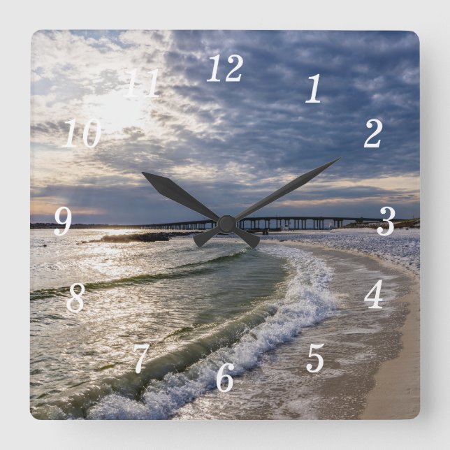 Destin Florida Evening Waves Wall Clock (Front)