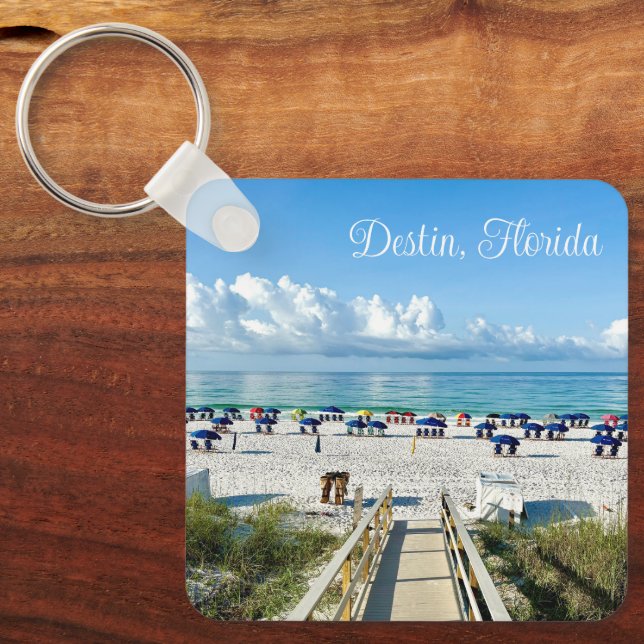 Destin Florida Pretty Beach Photography Souvenir Keychain (Front)