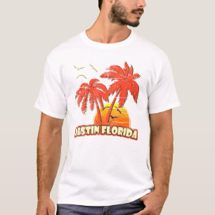 Destin Florida Summer Palm Trees 80s Beach Sunset T-Shirt