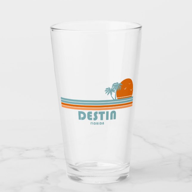 Destin Florida Sun Palm Trees Glass (Front)