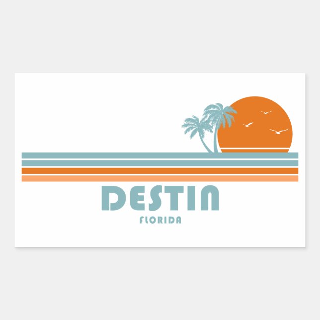 Destin Florida Sun Palm Trees Sticker (Front)