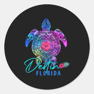 Destin Florida Tie Dye Sea Turtle Summer Vacation  Classic Round Sticker