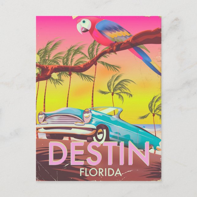 Destin Florida USA vintage travel poster. Postcard (Front)