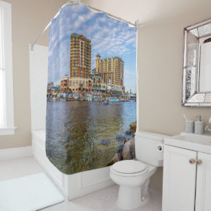 Destin Harbour Boardwalk Shower Curtain