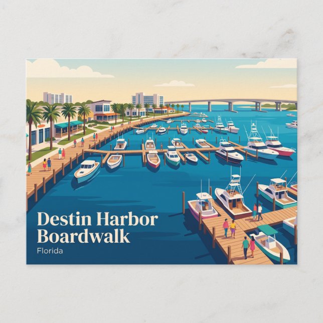 Destin Harbour Boardwalk USA Postcard (Front)