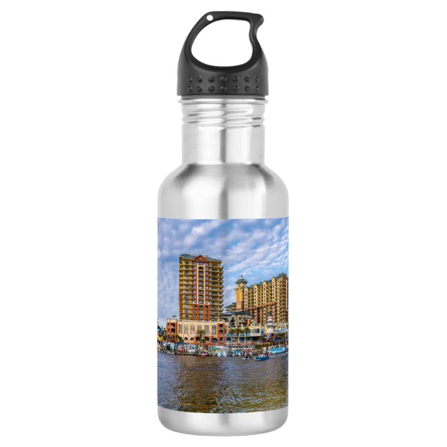 Destin Harbour Boardwalk Water Bottle (Front)
