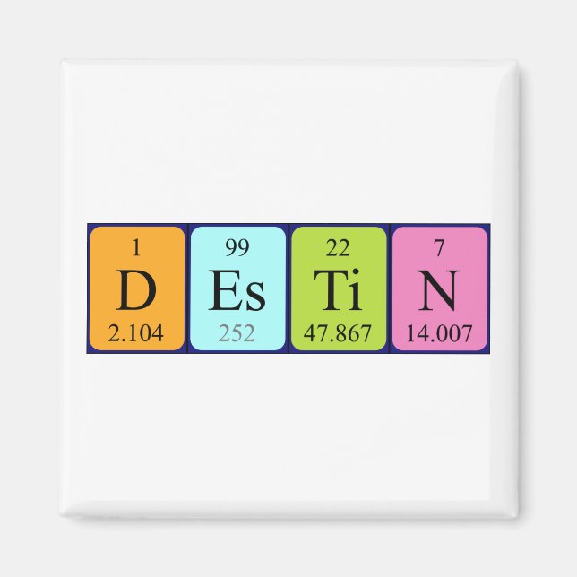 Destin periodic table name magnet (Front)