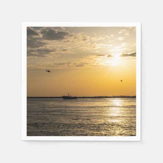 Destin Sunset And Helicopters Paper Napkins (Front)