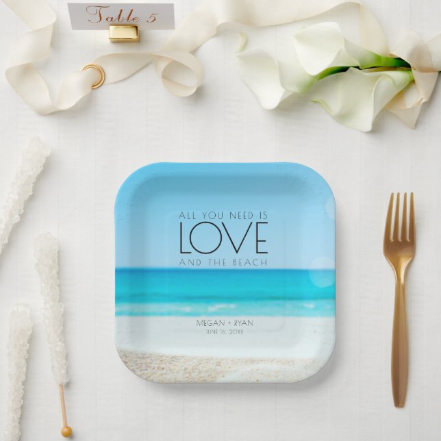 Destination Beach Wedding Paper Plate (Wedding)