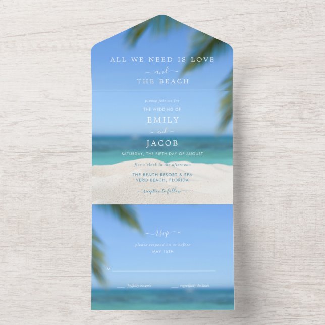 Destination Beach Wedding RSVP  All In One Invitation (Inside)