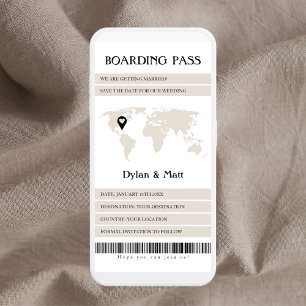 Destination Beige Electronic Boarding Pass  Save The Date