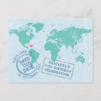 Destination Birthday Map Save the Date