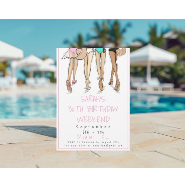 Destination Birthday Party Weekend Bikini Fashion Invitation (Creator Uploaded)