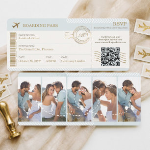 Destination Boarding Pass Ticket Photo Wedding Invitation