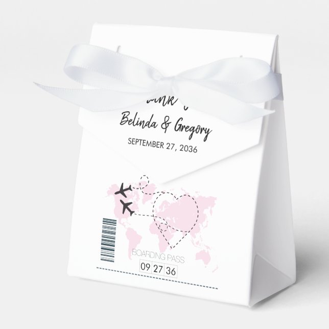 Destination Boarding Pass Wedding  Favor Box (Front Side)