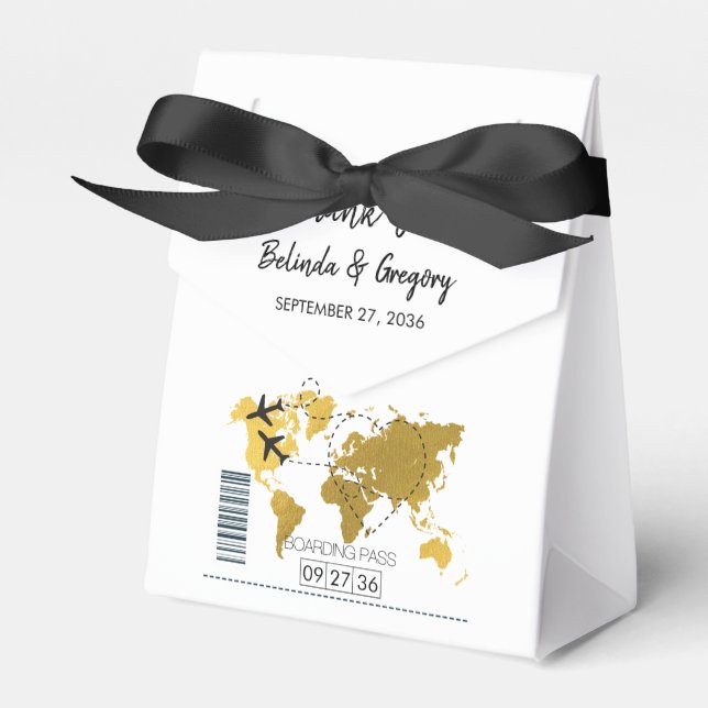 Destination Boarding Pass Wedding  Favor Box (Front Side)