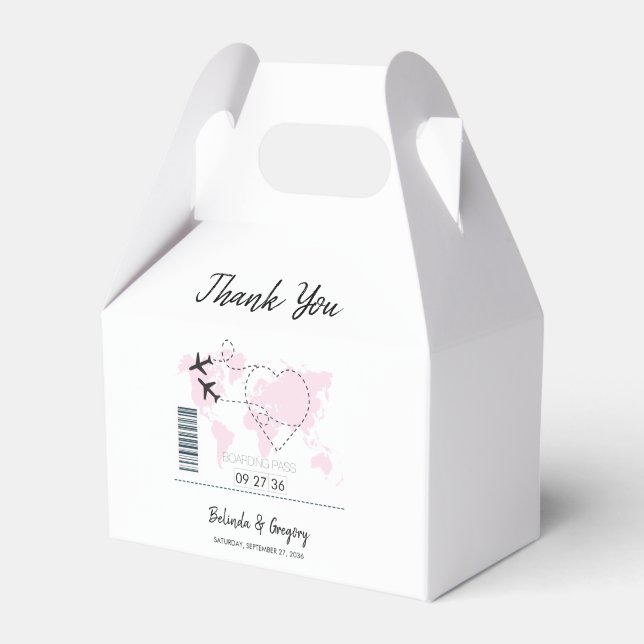 Destination Boarding Pass Wedding Favor Box (Front Side)