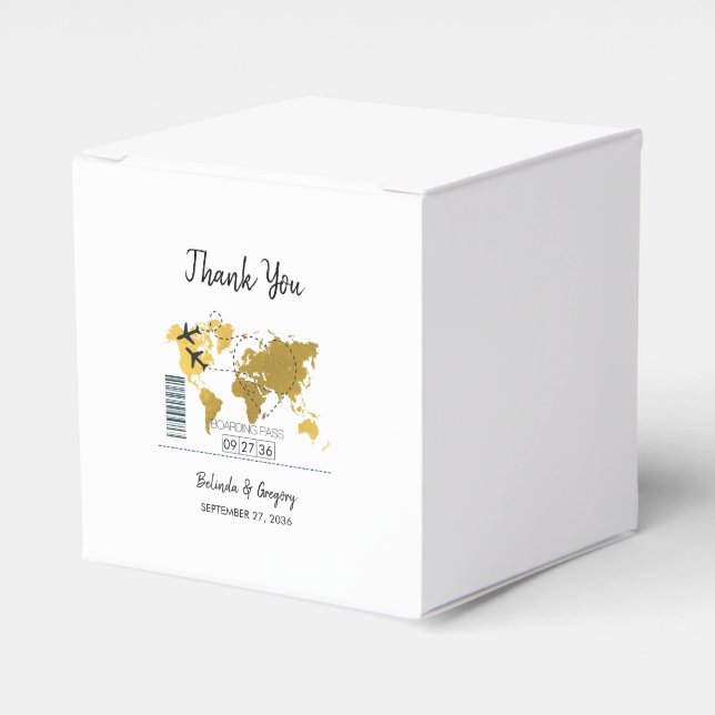 Destination Boarding Pass Wedding Favor Box (Front Side)