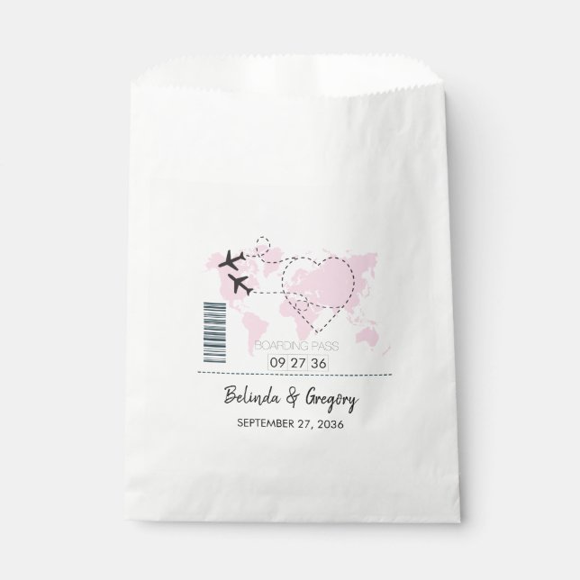 Destination Boarding Pass Wedding   Favour Bag (Front)