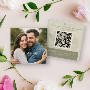 Destination Cruise Ship Photo Wedding QR Code Enclosure Card