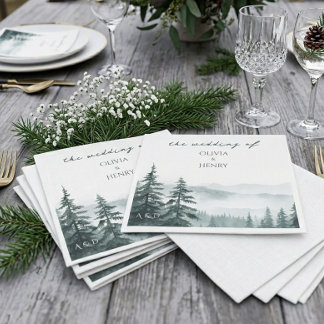 Destination Deep Forest Mountain Wedding Napkin
