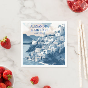 Destination Greece Santorini Wedding Napkin