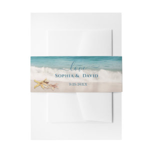 Destination Kauai Beach Starfish Travel Wedding  Invitation Belly Band
