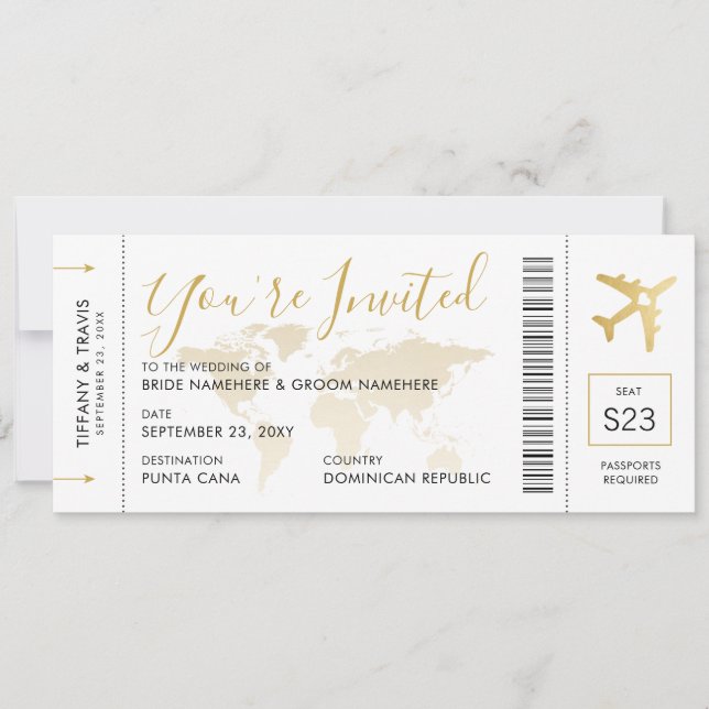 Destination Mariage Carte d'embarquement Invitatio (Devant)