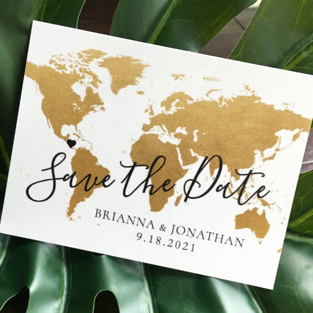 Destination Mariage Enregistrer la date Gold Carte (Créateur téléchargé)