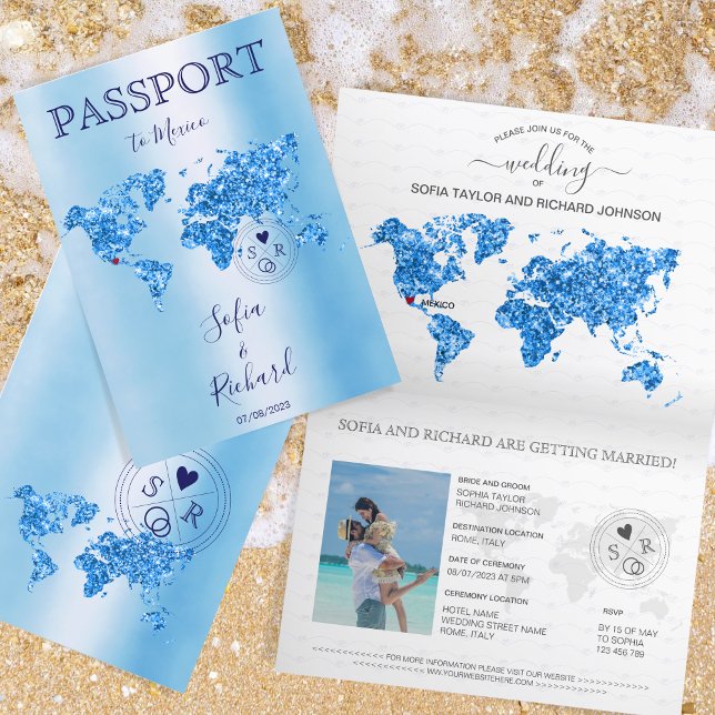 Destination Mariage Passport Carte du monde Mexiqu (Créateur téléchargé)