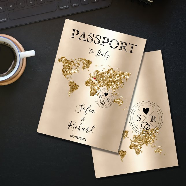 Destination Mariage Passport Gold Carte du monde B (Créateur téléchargé)
